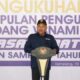 Bupati Sampang H. Slamet Junaidi Saat Menyampaikan Sambutan Dalam Momentum Pengukuhan Pengurus Pengusaha Udang Vaname. (Prokopim Pemkab Sampang)