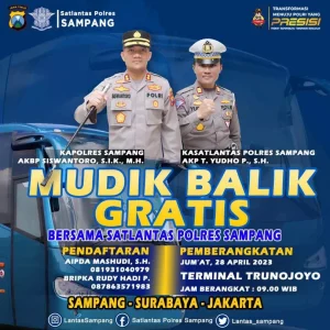 Segera Daftar, Polres Sampang Siapkan 2 Bus Mudik Gratis Rute Surabaya Dan Jakarta