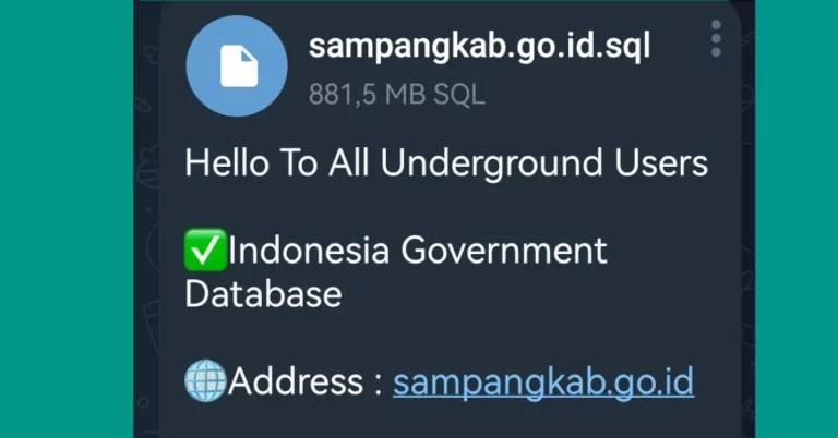 Tangkapan Layar Data Yang Dibagikan Peretas Melalui Channel Telegram.