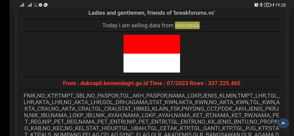 337 Juta Data Dukcapil Bocor Dan Dijual Di Breachforums