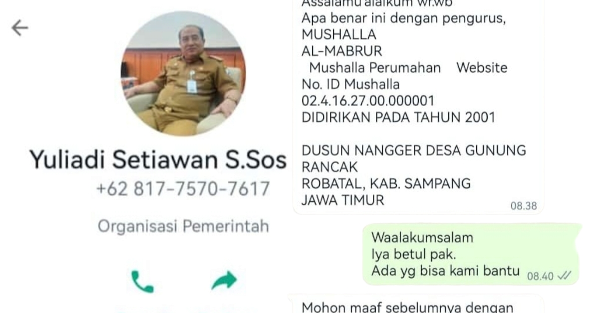 Screenshot Chat Yang Dilakukan Penipu.