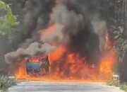 Konsleting, Satu Unit Mobil Terbakar di Jalan Raya Madupat Camplong Sampang