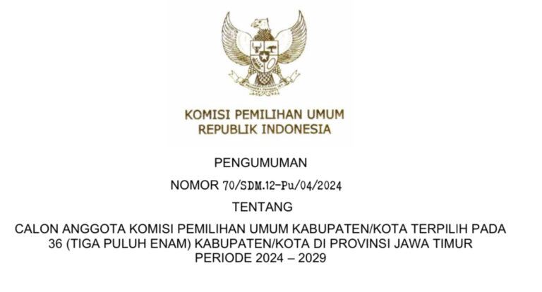 Potongan Screenshot Surat Pengumuman Kmisioner Kpu Terpilih