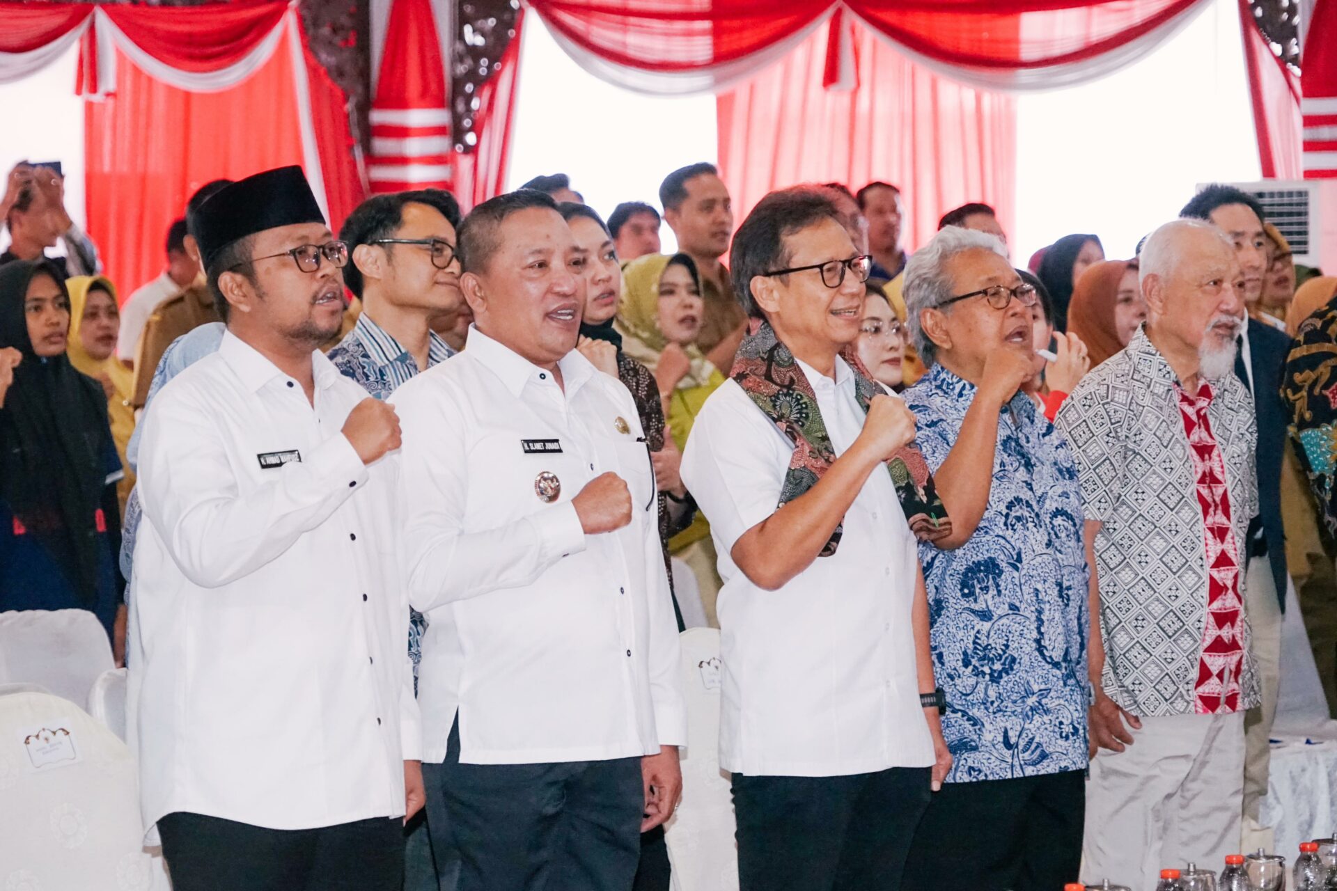 Bupati dan Wakil Bupati Sampang, Menkes RI, Dubes Indonesia untuk Jepang dan Yohei Sasakawa, Selasa (8/7/2025).